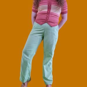 Y2k Bright Green Koi Cargo Pants, M
